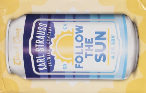 Karl Strauss® Brewing Company Follow the Sun Lager Beer Cans Perspective: top
