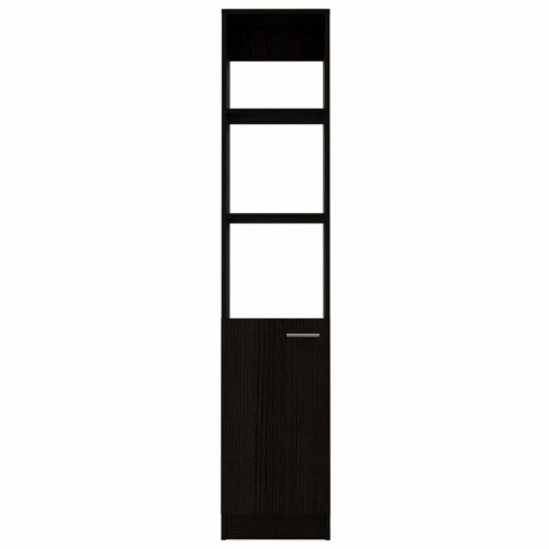 TUHOME Black Modern Engineered Wood Malaga 63  One-Door Linen Cabinet Perspective: top