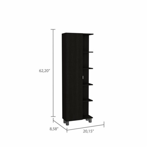 Tuhome Furniture Urano 62  Linen Cabinet with Open Storage in Black Perspective: top