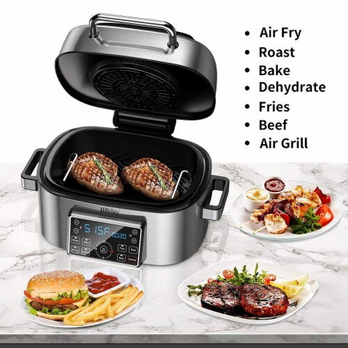 BBday 6.50 Quart 10 in 1 Combination Electric Air Fryer & Indoor Smokeless Grill Perspective: top