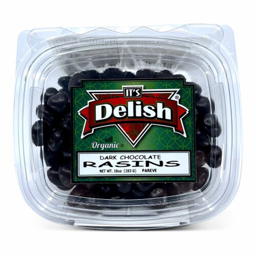 It's Delish® Organic Chocolate Raisins Tub Perspective: top