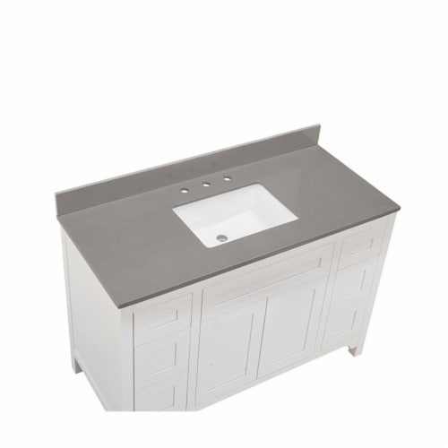 49 in. Composite Stone Vanity Top in Concrete Gray with White Basin Perspective: top