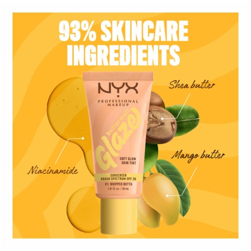 NYX Professional Makeup Buttermelt Glaze Soft Glow Skin Tint with SPF 30 01 Whipped Butta Perspective: top