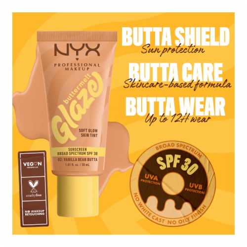 NYX Professional Makeup Buttermelt Glaze Soft Glow Skin Tint with SPF 30 02 Vanilla Bean Butta Perspective: top