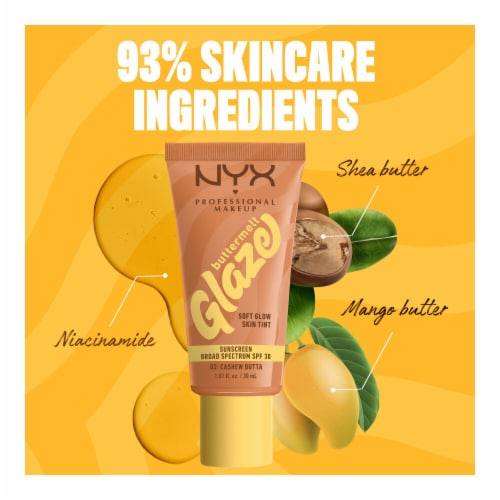NYX Professional Makeup Buttermelt Glaze Soft Glow Skin Tint with SPF 30 03 Cashew Butta Perspective: top