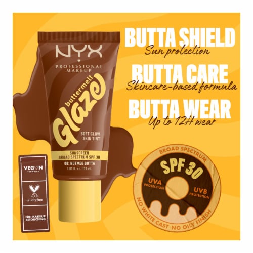 NYX Professional Makeup Buttermelt Glaze Soft Glow Skin Tint with SPF 30 08 Nutmeg Butta Perspective: top