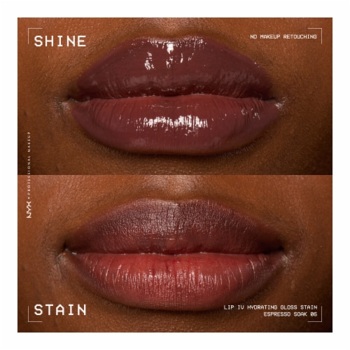NYX Professional Makeup Lip IV Lip Gloss Stain Hydrating 06 Espresso Soak Perspective: top