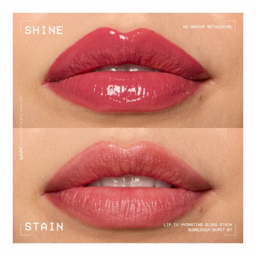 NYX Professional Makeup Lip IV Lip Gloss Stain Hydrating 07 Bubblegum Burst Perspective: top