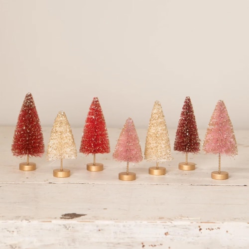 Valentine's Day Valentine Mini Bottle Brush Tre Plastic Set/7 Glittered Lc1533 Perspective: top
