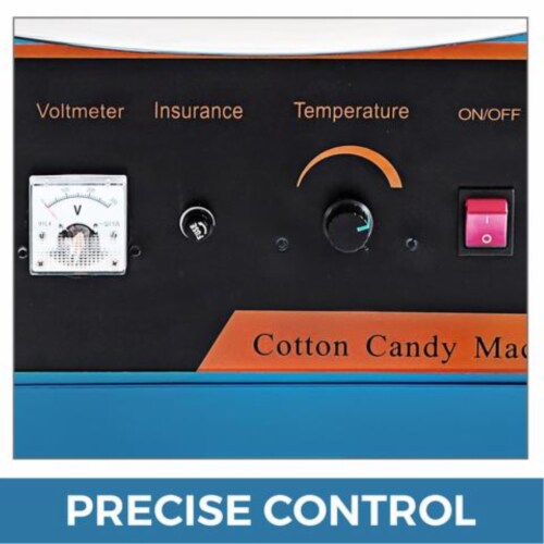 Electric Cotton Candy Machine Commercial Sugar Floss Maker With Cart Blue Ss Perspective: top