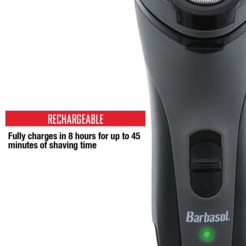 Barbasol Men's Rechargeable Dry Rotary Shaver with Pop-up Trimmer (CBR1-1002-BLY) Perspective: top