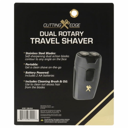 Cutting Edge Dual Rotary Travel Shaver - CXE1-1006 Black by Barbasol for Men - 4Pc Stainless Perspective: top