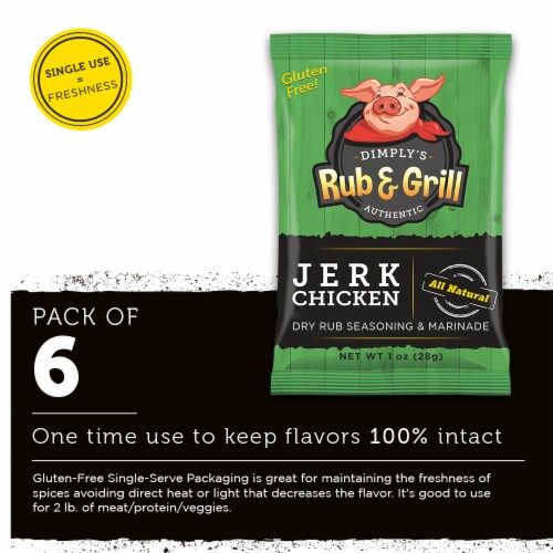 Dimply's Jerk Chicken Seasoning Mix, Marinade and Dry Rub for Chicken, Meat, Vegetables, Tofu Perspective: top