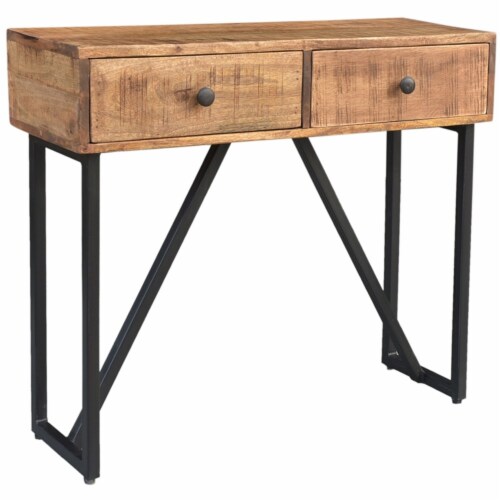 Anaheim Solid Wood Console Table in Brown Perspective: top