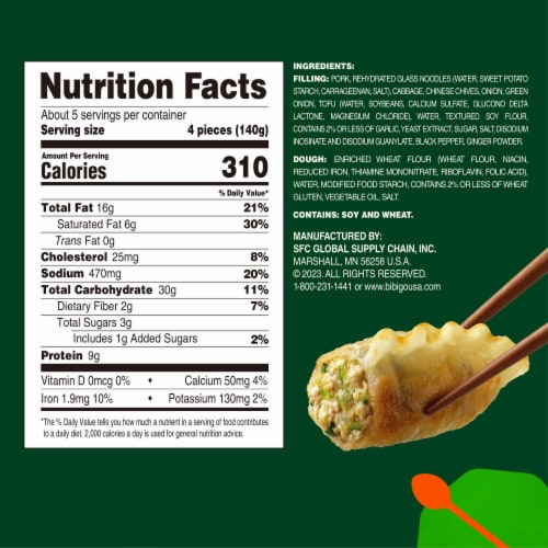 Bibigo Frozen Mandu Pork & Vegetable Dumplings Perspective: top