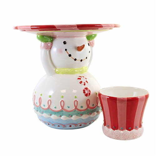 Tabletop Sweet Treat Snowman Server S/2 Peppermint Cake Stand Chip Dip 2929303 Perspective: top