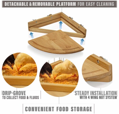 Prosumers Choice Bird Perch Tray Stand - Natural Bamboo for Avian Pets Perspective: top
