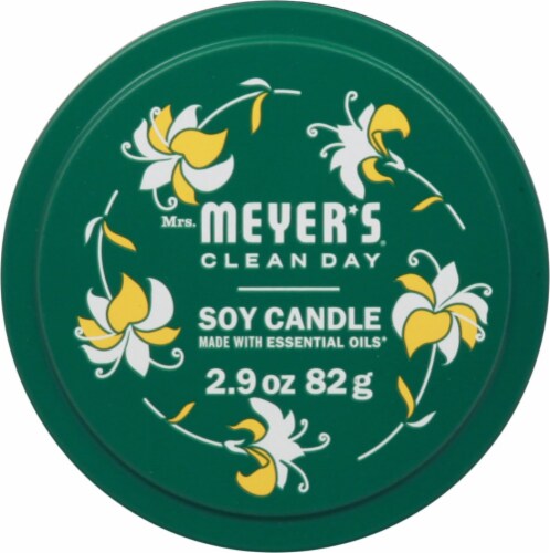 Mrs. Meyer's Clean Day Honeysuckle Scent Soy Tin Candle Perspective: top