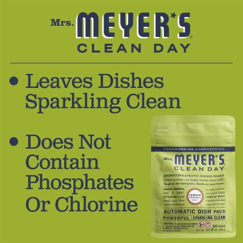 Mrs. Meyer's Clean Day Lemon Verbena Dishwasher Pods Automatic Dish Pacs Perspective: top