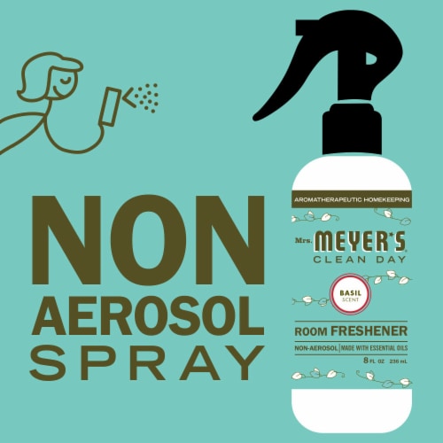 Mrs. Meyer's Clean Day Room Freshener, Basil Scent, 8 Ounce Non-Aerosol Spray Bottle Perspective: top