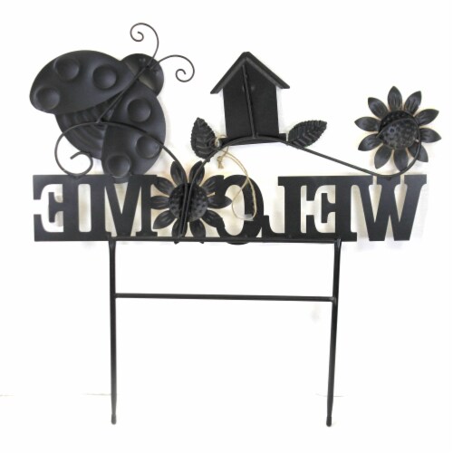 Home & Garden Lady Bug Welcome Sign Poke Yard Decor Planter Stake 31835550 Perspective: top