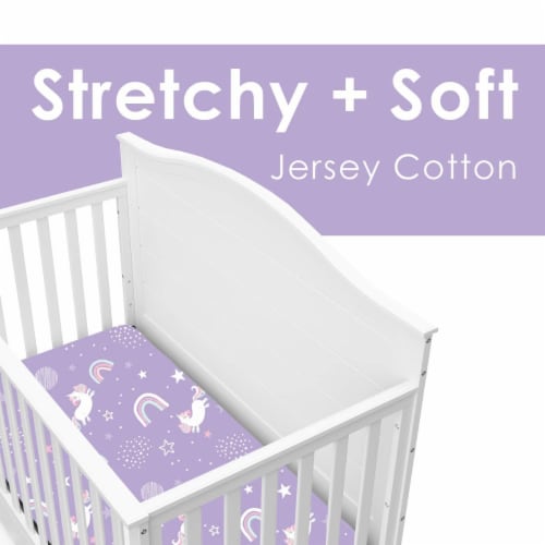 Baby Crib Sheets 3-Pack | Soft & Stretchy Jersey Cotton Fitted Crib Sheet | Unicorn Rainbow Perspective: top