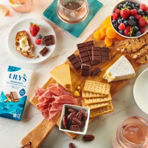 LILY'S Hazelnut Milk Chocolate Style No Sugar Added Sweets Bar Perspective: top