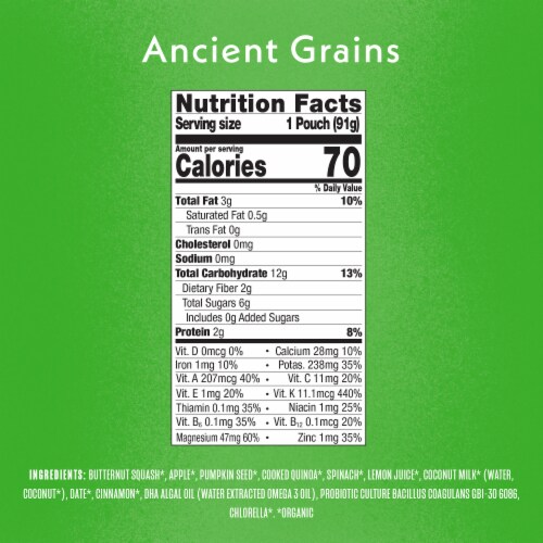 Once Upon a Farm™ Advanced Nutrition Ancient Grains and Greens Baby Food Pouch Perspective: top
