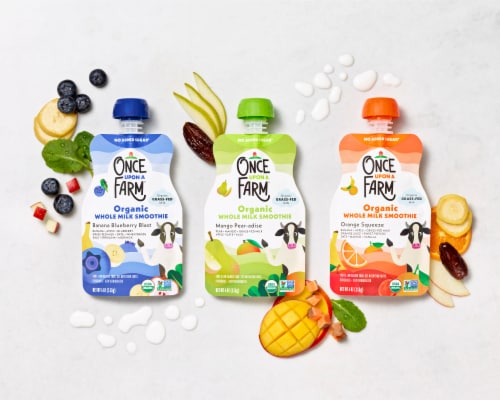 Once Upon A Farm® Banana Blueberry Blast Organic Whole Milk Smoothie Pouch Perspective: top