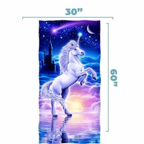 Dawhud Direct Unicorn Kingdom Beach Towel for Women, Girls, Kids, Men Perspective: top