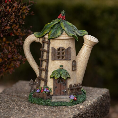 VP Home Watering Can Fairy Cottage LED Solar Light Decor, Flickering Garden Halloween Decor Perspective: top