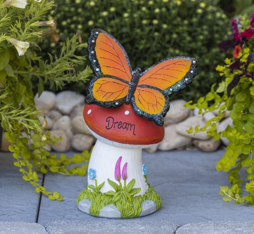 VP Home Butterfly Dream Mushroom Solar Powered LED Outdoor Decor Garden Light Perspective: top