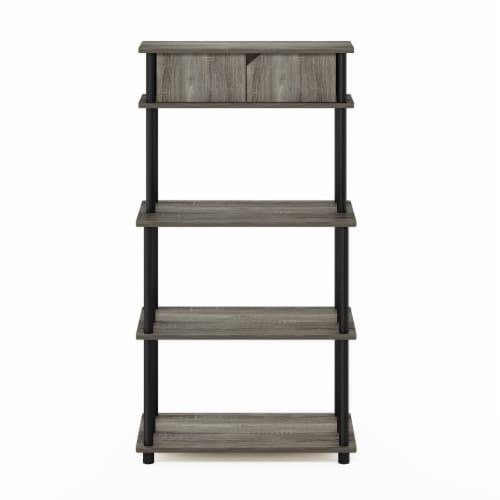 Turn-N-Tube Toolless Storage Shelf With Top Cabinet, French Oak Grey/Black Perspective: top