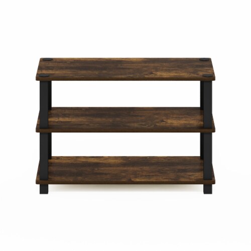 Furinno Turn-S-Tube 3-Tier Shoe Rack, Amber Pine/Black Perspective: top