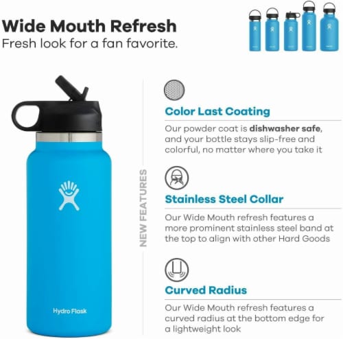 Hydro Flask 2.0 Wide Mouth Water Bottle with Straw Lid, 32oz