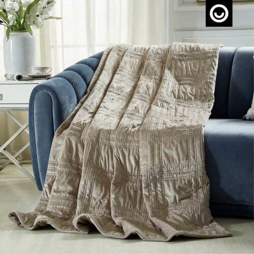 Cozy Tyme Yasmine Weighted Blanket with Quilted Cover 60 x80 20 Pound Taupe 80L x 60W x 0.5H Mariano s