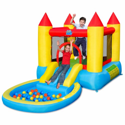 Inflatable Bounce House Kids Slide Jumping Castle Bouncer w/Pool and 480W Blower Perspective: top