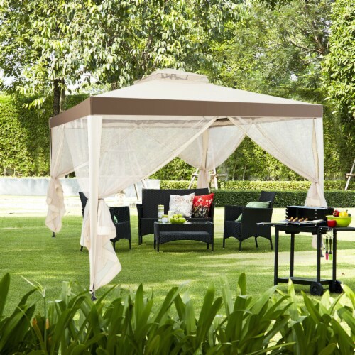 Gymax 10'x 10' Canopy Gazebo Tent Shelter Mosquito Netting Outdoor Patio Perspective: top