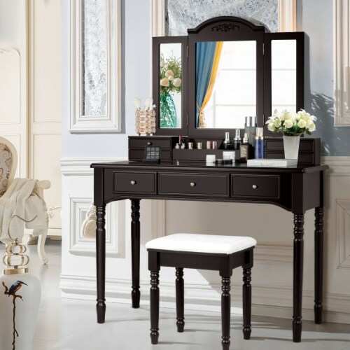Dark brown makeup vanity table discount
