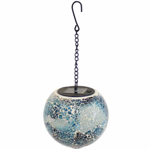 Sunnydaze Outdoor Mosaic Solar Hanging Gazing Globe Orb with LED Light, Sea Mist Color, 6-inch Sunnydaze Outdoor Mosaic Solar Hanging Gazing Globe Orb with LED Light, Sea Mist Color, 6-inch