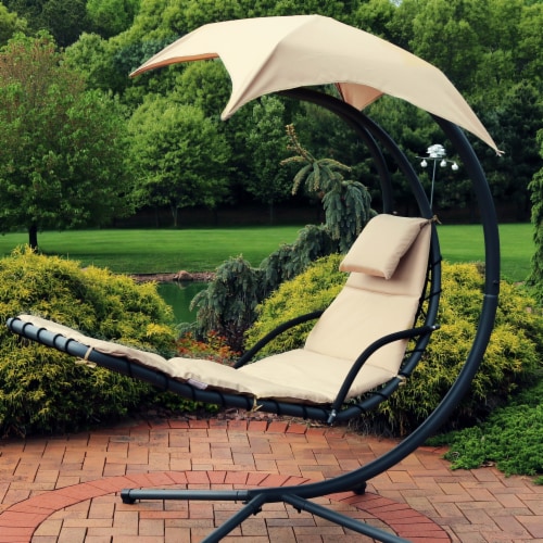 Sunnydaze Hanging Lounge Chair Replacement Cushion and Umbrella - Beige