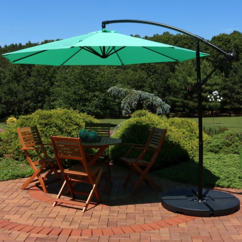 Sunnydaze 9.5 ft Cantilever Offset Patio Umbrella with Crank - Seafoam Perspective: top