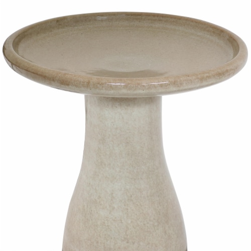 18 Bird Bath Glazed Ceramic Yam Color Duo-Tone Outdoor UV- and Frost-Resistant Perspective: top