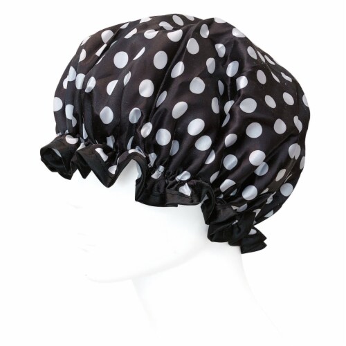 Wrapables Stylish Double Layer Waterproof Shower Caps (Set of 4), Animal Print & Dots Perspective: top
