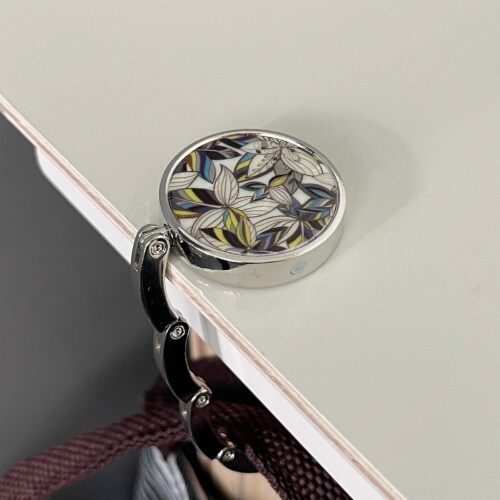 Wrapables Scenic Purse Hook Hanger, Foldable Handbag Table Hanger, Star Flower Perspective: top