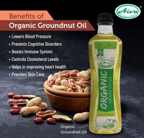 Aiva Organic Peanut Oil 33.8 fl oz Perspective: top