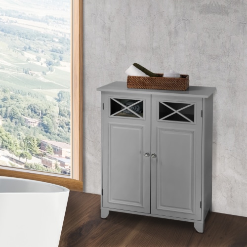 Elegant Home Fashions Wooden Bathroom Cabinet Standing Grey Dawson EHF-6841G Perspective: top