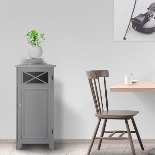 Elegant Home Fashions Bathroom Floor Cabinet With One Door Grey Dawson EHF-6834G Perspective: top