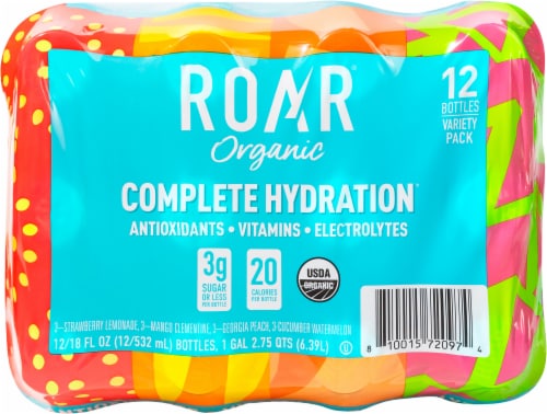 Roar Complete Hydration Organic Flavored Electrolyte Drink Variety Pack Perspective: top
