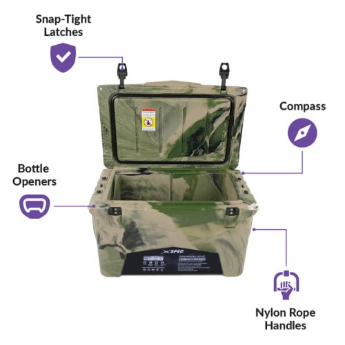Xspec 60 Quart Roto Molded High Performance Ice Chest Outdoor Cooler, Camouflage Perspective: top